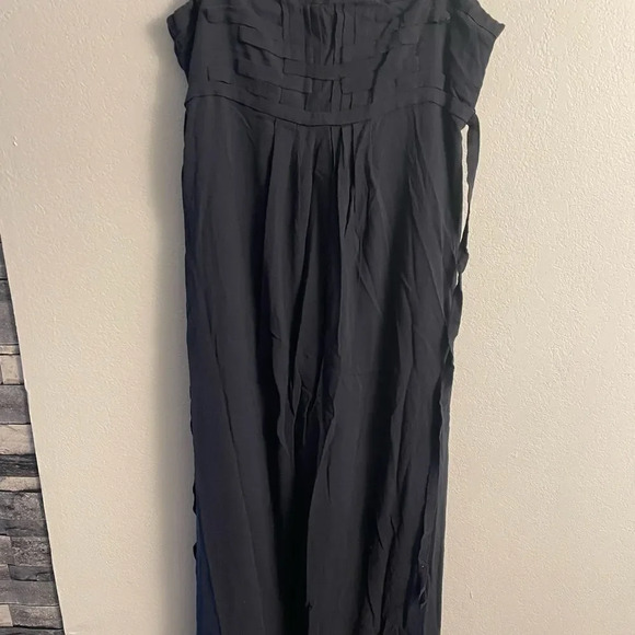 Leon Max navy blue strappy detail maxi silk dress size - Picture 7 of 11